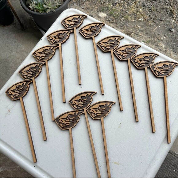 13 Custom Laser Cut Birch Wood Oregon State University Beavers Decor Stick Wands - Picture 2 of 5